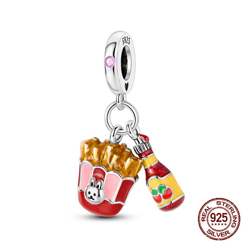 100% Copper Strawberry Lipstick Ladybird China Red Charms Beads Fitoriginal Bracelets For Women Diy Jewellery