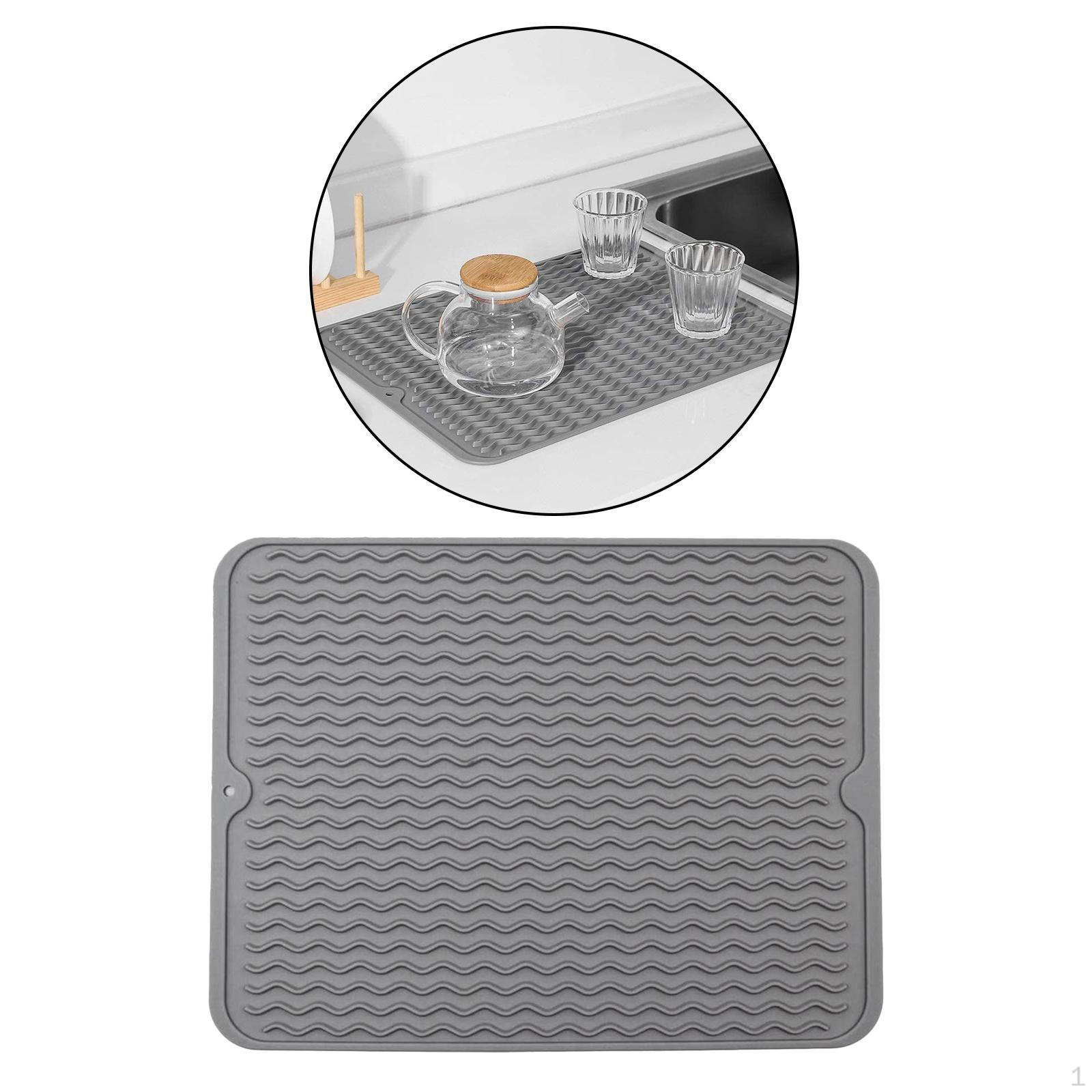 Силиконовый коврик для сушки посуды 16x12 дюймов большой и гибкий без BPA серый 990₽