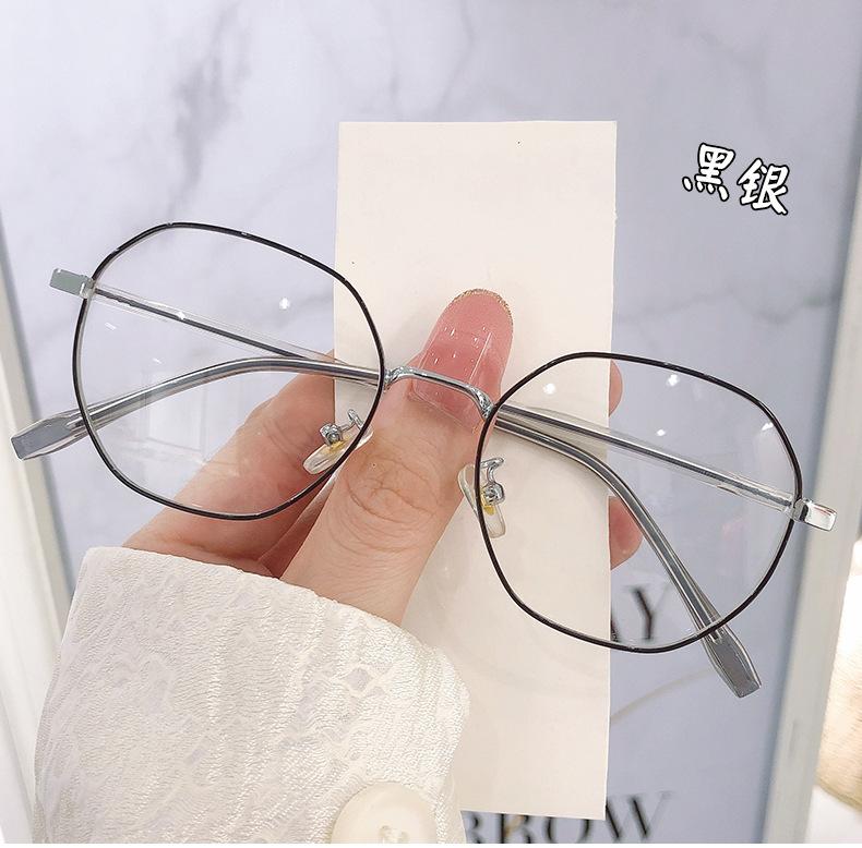 Anti-blue glasses myopia female degree student Internet celebrity big face flat light computer glasses frame