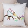 Cute Cartoon Parrot Pillowcase Decorated With Birds And Flowers Living Room Bedroom Sofa Car Cushion Pillowcase 45X45Cm
