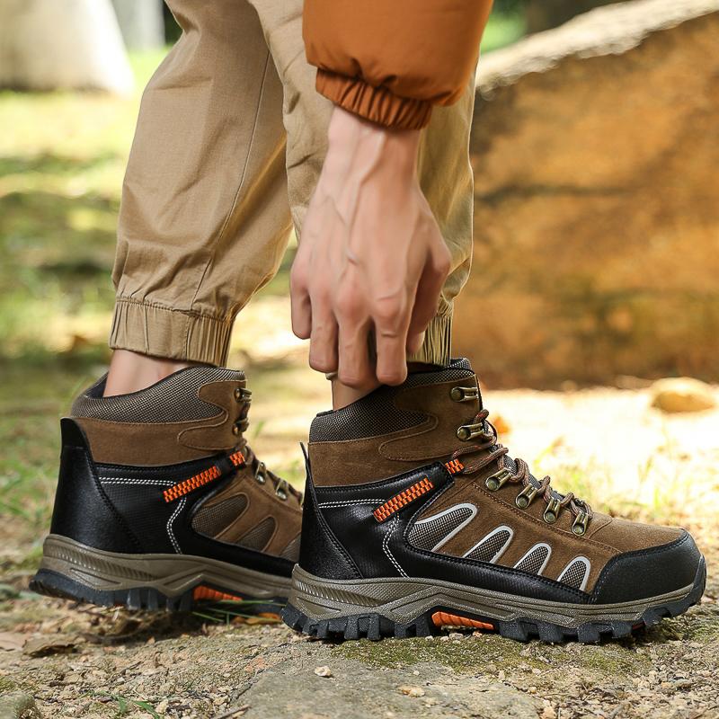 High-top Boots Men Anti-slip Warm Comfortable Plush Outdoor Hiking Shoes Men Breathable Lace-up Casual Sports Shoes Men