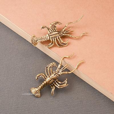 Vintage Artificial Animal Lobster Brass Miniature Figurines Vintage Ornament Lifelike Crayfish Simulation Tea Pet Desk Decor