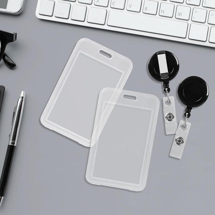 Retractable ID Card Holder with Neck Strap Long Lanyard for Women Men Office Worker Business Supplies