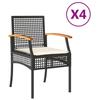 VidaXL Lot de 4 Chaises de Jardin Coussins, Sièges de Patio, Meubles de Terrasse Arrière-cour Extérieur, Noir Résine Tressée 366251