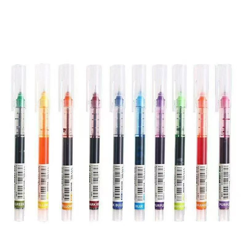 12-Color Quick-Dry Needle Tip Liquid Rollerball Pen Set with Large Capacity