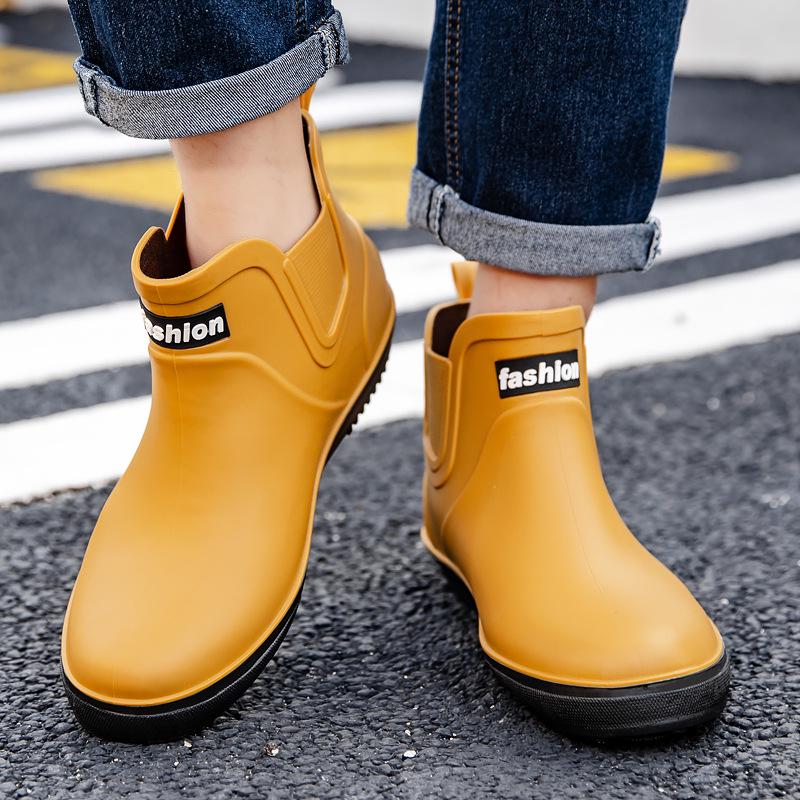 Men's Lightweight Waterproof Ankle Rain Boots - Non-Slip, Wear-Resistant Outdoor Shoes