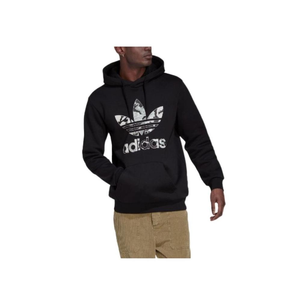 Adidas Sudadera Americana con Capucha y Cordón Estampado del Logotipo para Hombre Sudaderas Negro HK2803