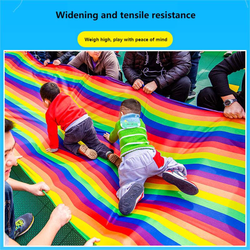 Parent Child Game Rainbow Slippery Cloth Outdoor Sports Team Building Equipment Kindergarten Sports Competition Activities Toys