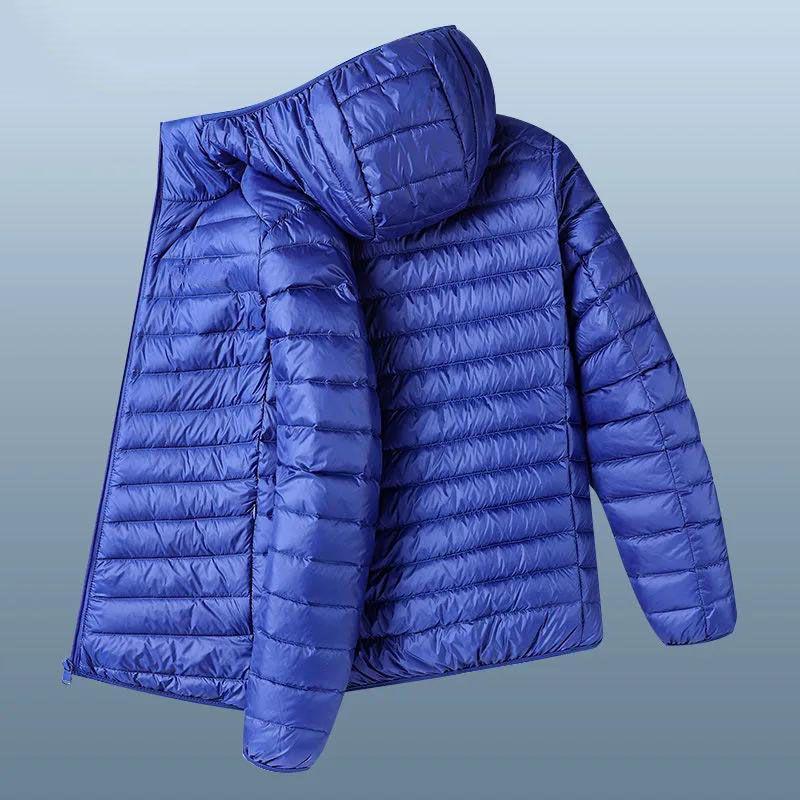 Men's Ultra-Thin Hooded Light Down Cotton Jacket - Youth Short Style, Off-Season Clearance, Large Sizes Available