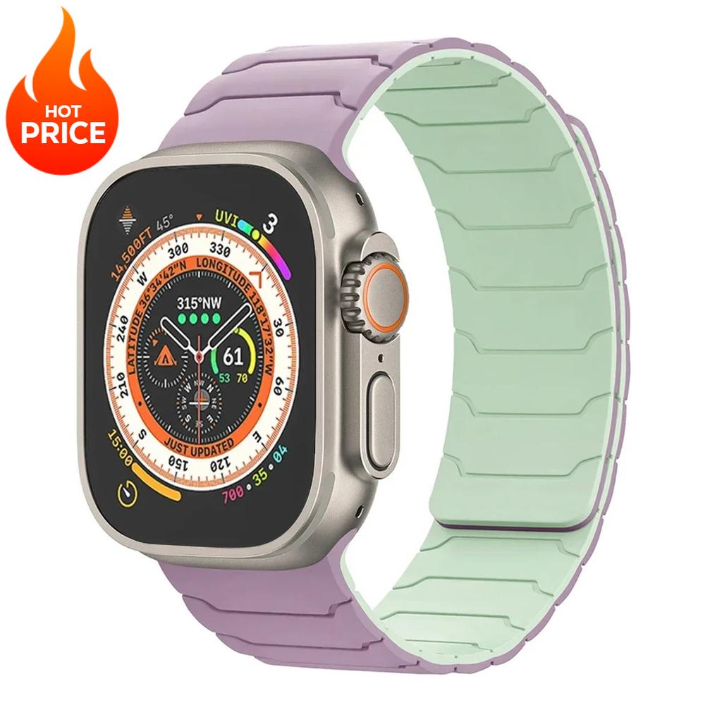 Magnetic Silicone Strap For Apple Watch Ultra 3 2 49mm Band 45mm 44mm 41mm 40mm 38 Bracelet Iwatch Series 11 10 42 46mm 987654SE