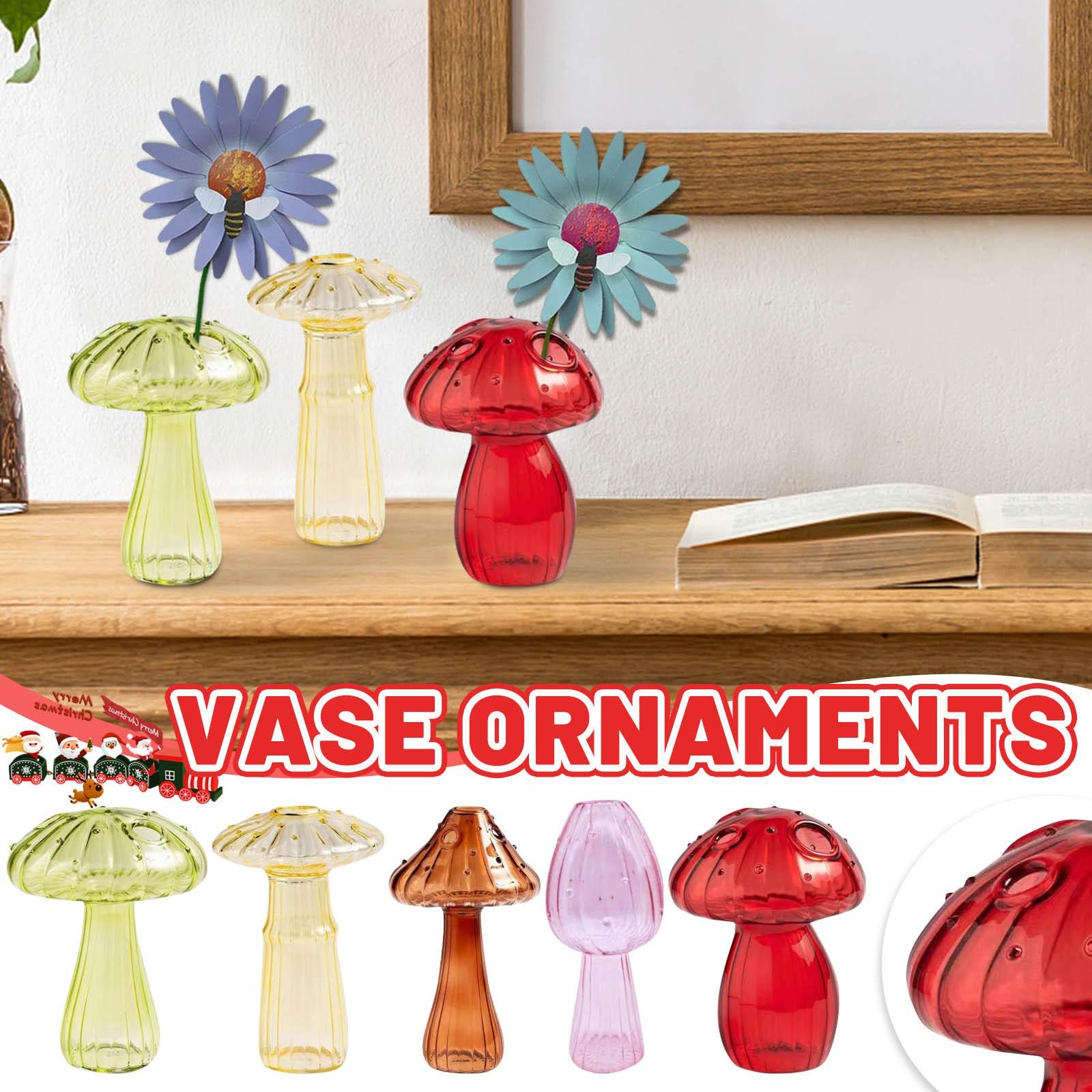 

Creative Rustic Wind Hydroponic Flower Arrangement Mushrooms Vase Glass Home Desktop Decorative Flower Arrangements One Size зелёный