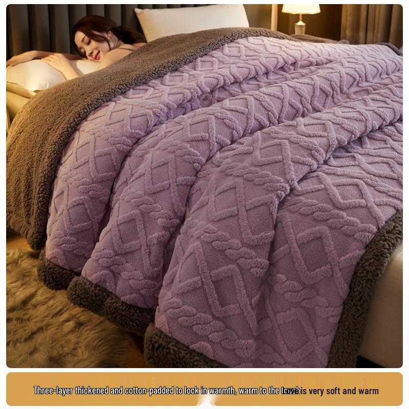 

Утолщенное зимнее тафтовое одеяло: Одеяло из овечьей шерсти и молочного бархата для общежитий и дневного сна в офисе Double Blanket 200x230cm