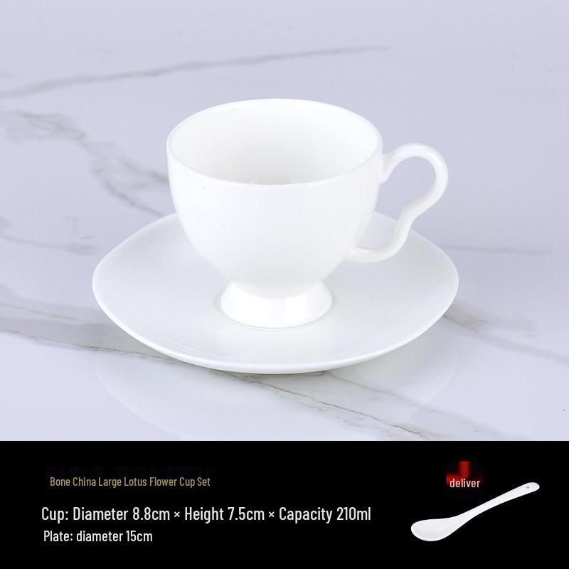 Luxurious Bone China Gold Rim Coffee Cup & Saucer Set - Pure White Ceramic English Style for Hotels and European Coffee Service