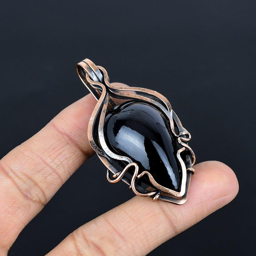 Black Eye Obsidian Pendant Handmade Gemstone Jewelry, 999 Copper Wire Wrapped Pendant ,Unique Design Jewelry Pendant