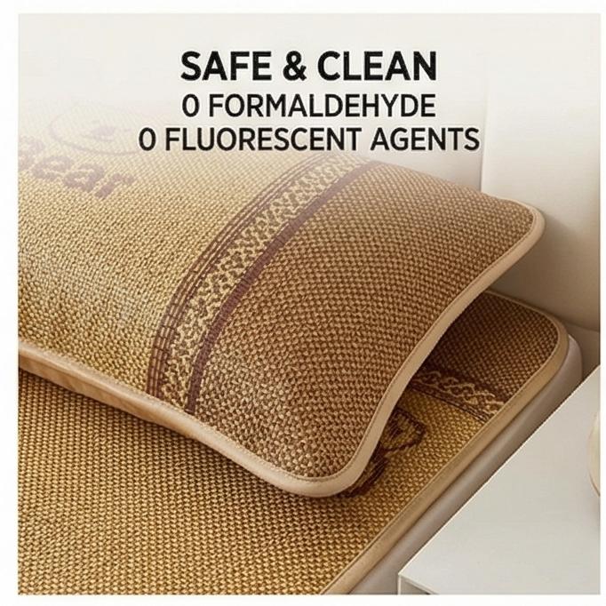 Breathable Cool Touch Washable Ice Silk Rattan Cooling Mat Soft Summer Bed Sheet Fitted Sheet for Kids Babies 150x200/180x200cm Home Use