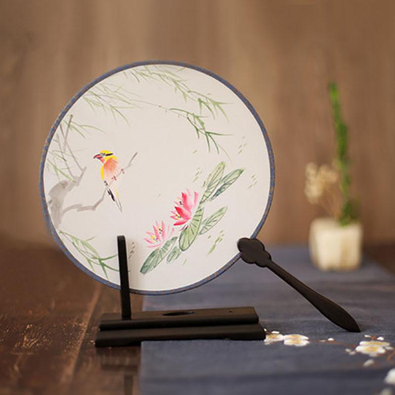 Сучжоу-Двусторонняя вышивка Ручной веер, Круглый, Ручной вышивки Танцевальный шелковый веер, Подарки в китайском стиле, Ханфу для дома