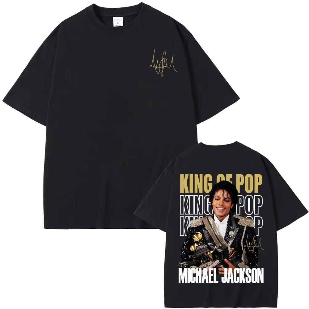 

Графические футболки Michael Jackson King of Pop для унисекс Женская мода Хип-хоп Уличная одежда Футболка из чистого хлопка с круглым вырезом и коротким рукавом S