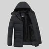 Herre dunjakke hette med lange ermer jakke med glidelåslukking med lommer Ensfarget plysjfôr vindtett fortykket dunfrakk