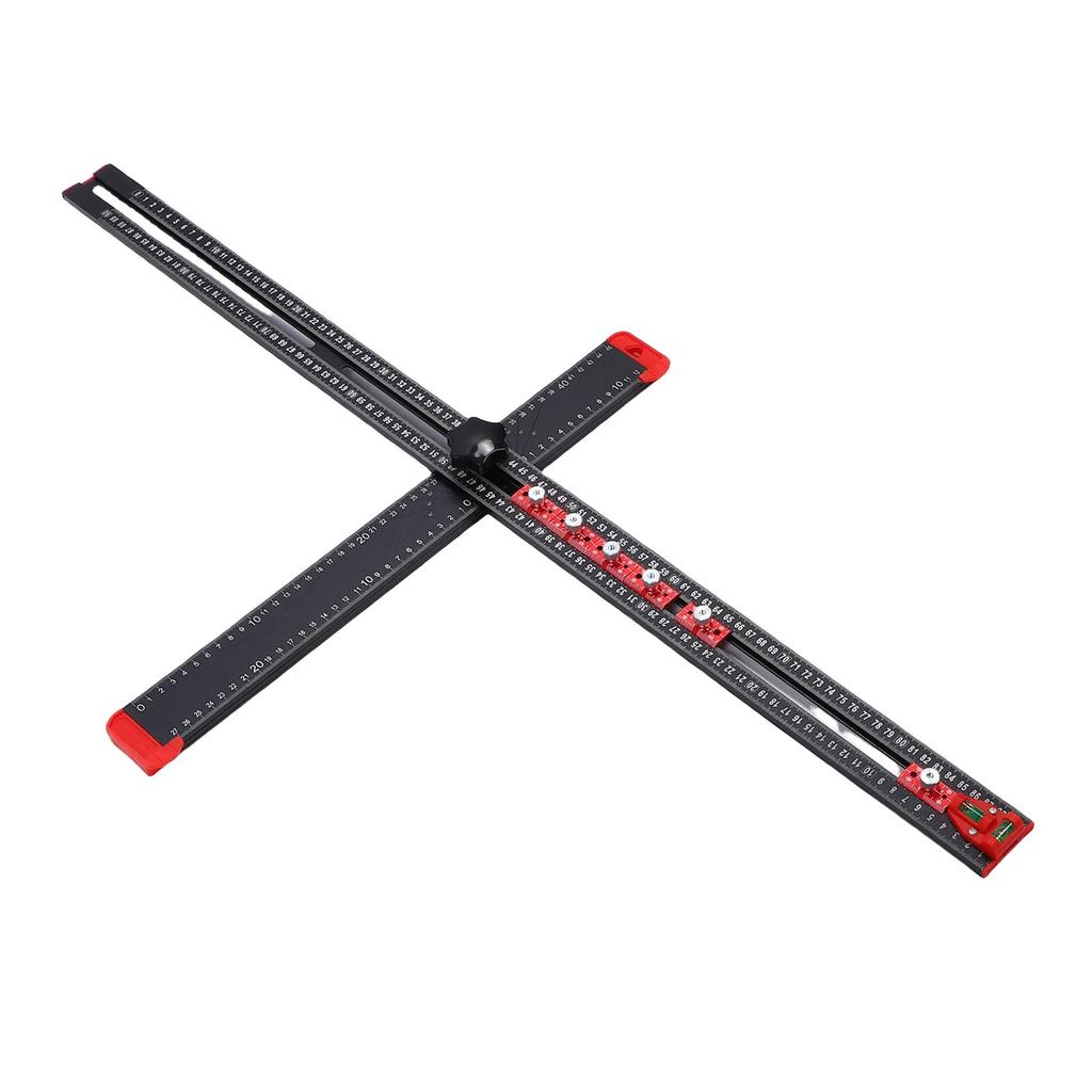 Drilling Positioning Ruler 90cm Adjustable T Square Multi Angle Marking Measuring Ruler with 2 Bubble Levels 6 Sliders