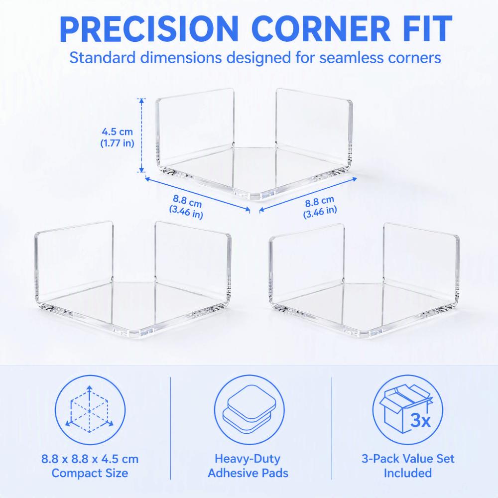 3pcs Clear Acrylic Acrylic Corner Shelves Wall Mounted Small Adhesive Shelves  For Security Camera