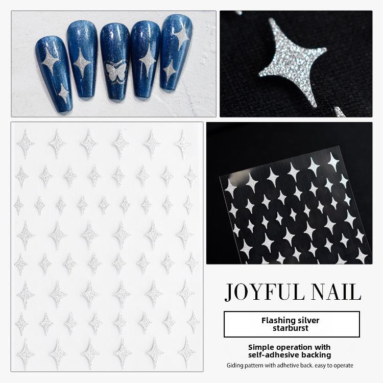 

Блестящие золотые и серебряные наклейки для ногтей: Звезды, бабочки, пламя с супер яркими ювелирными акцентами