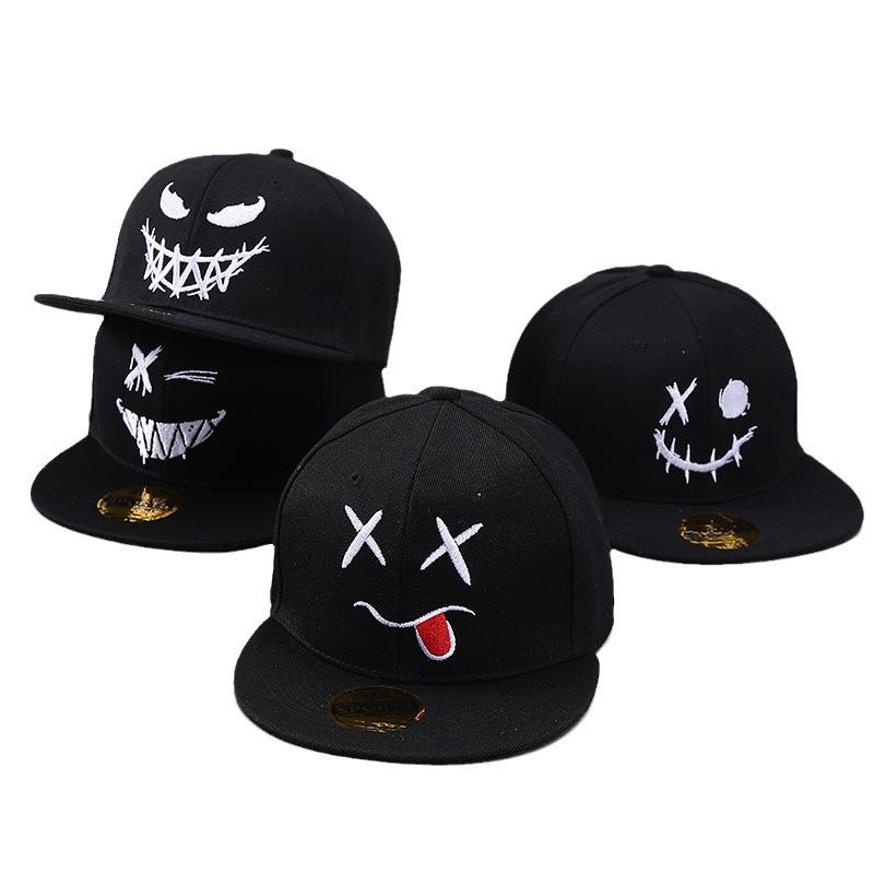 Funny Emoji Baseball Cap Personality Embroidery Hip Hop Flat Brim Shade Cap Batch