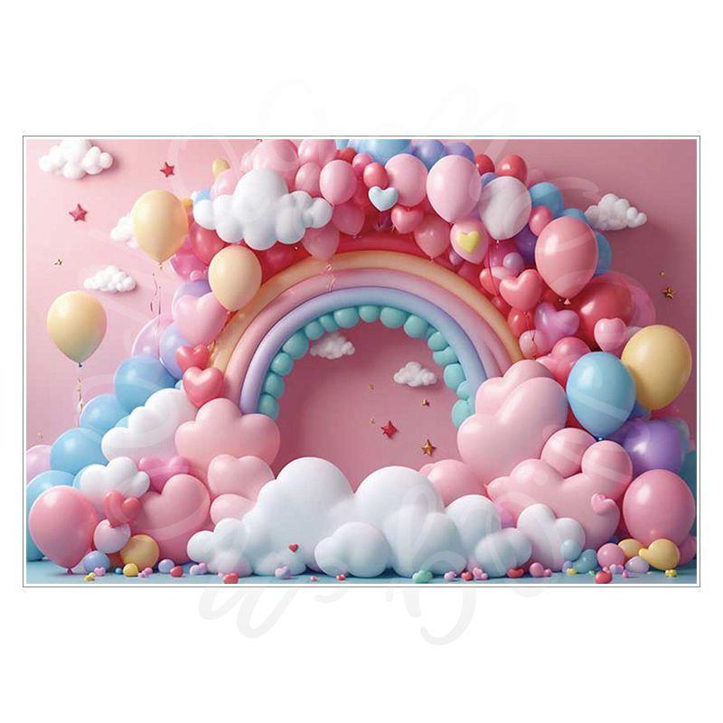 Balloon Cartoon Background Fabric for Pet Children's Birthday Party Decoration Wall Fabric, Photography and Photo-taking Background Fabric