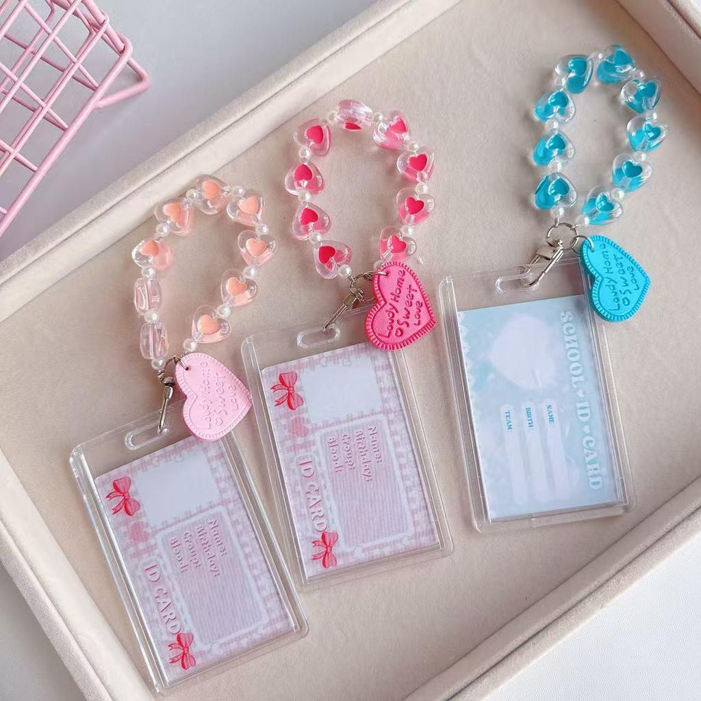 Transparent Heart Acrylic Keychain Card Holder for 3-Inch Instant Camera Photos