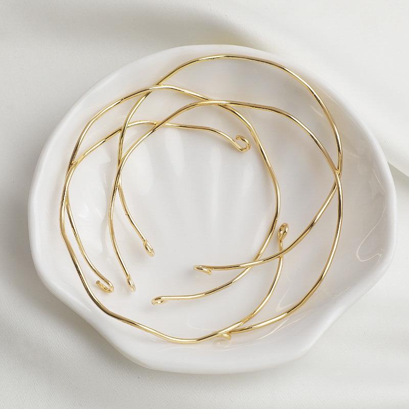 14K Gold Filled Wave Bangle: Color-Retentive Open C-Shape with Braided Rope for DIY Jewelry Making