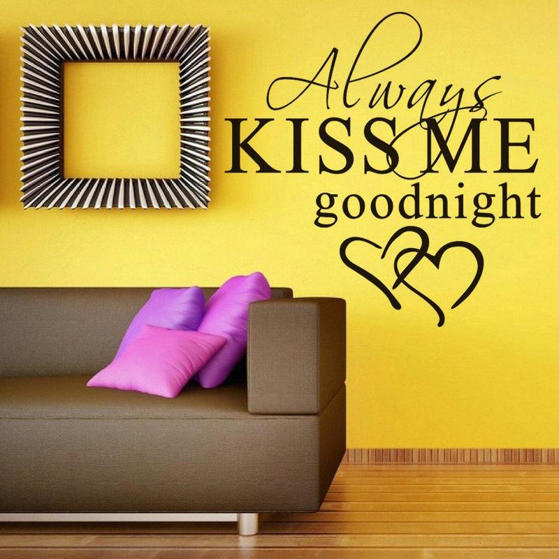 ALWAYS KISS ME GOODNIGHT LOVE" Wall Stickers Bedroom Removable Decals DIY