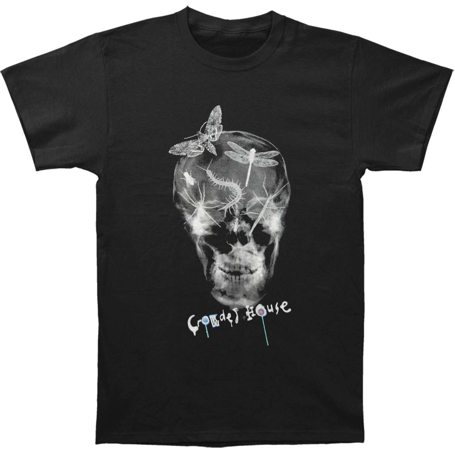 Men s Crowded House Skull T-shirt Medium Black L