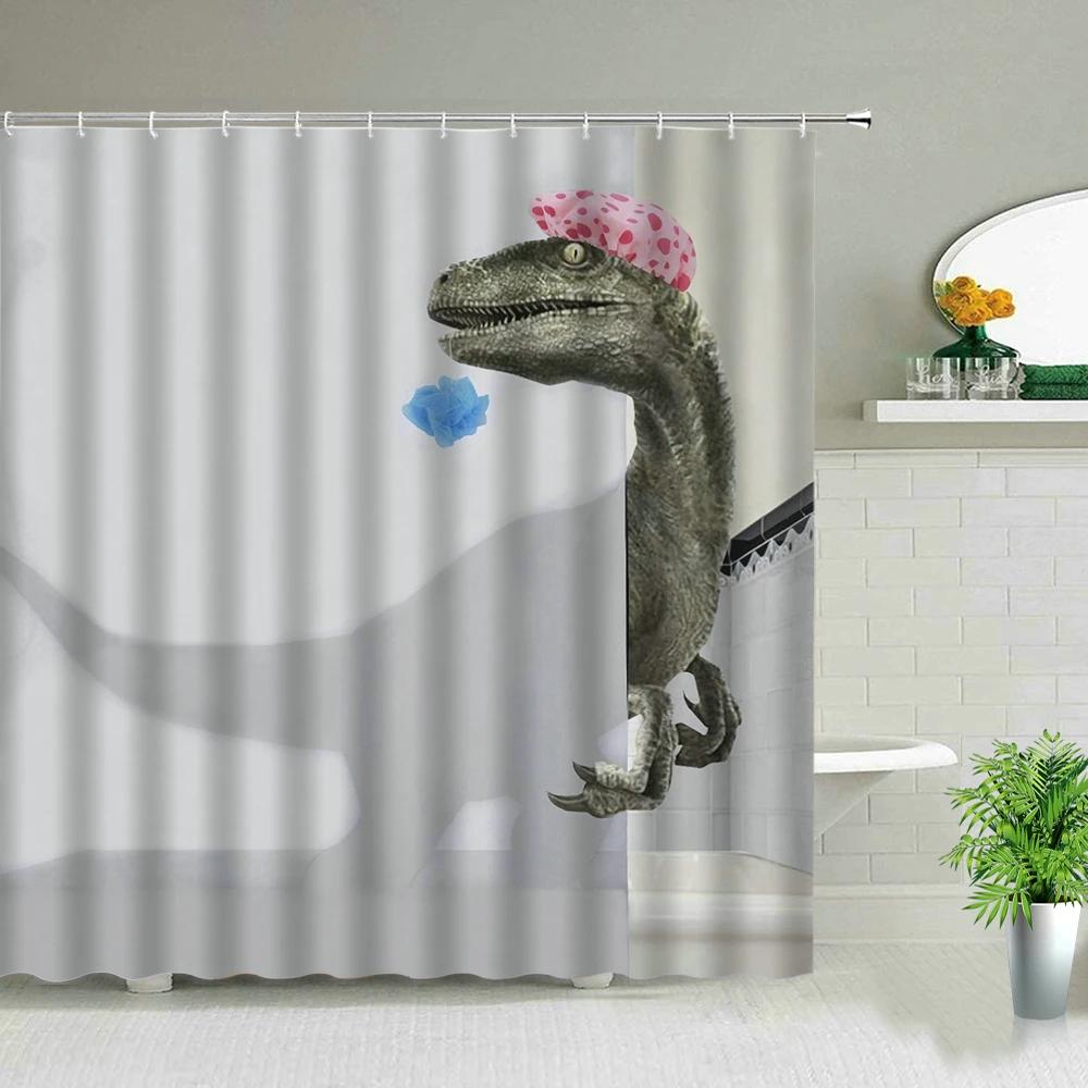 Funny Elephant Shower Curtain Bathroom Set with Hooks Animal Polyester Bath Curtains Cute Kid Child Room Decor Hanging Cloth