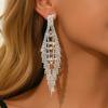 New Trendy Luxury Exquisite Sparkling Diamond Tassel Hollow Earrings, Versatile Accessories, Holiday Gifts for Girls