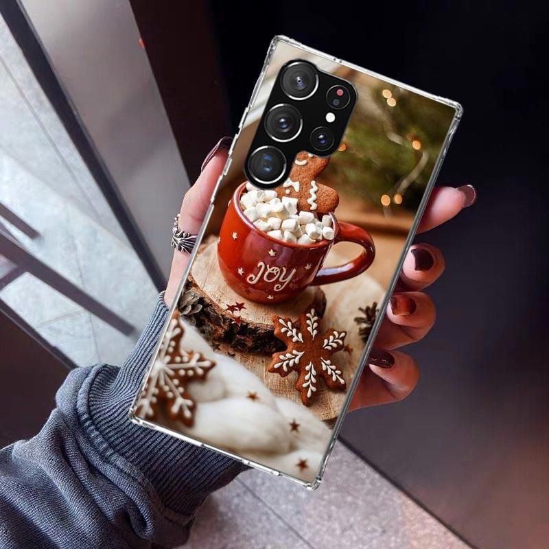Winter Coffee Christmas Phone Case For Samsung Galaxy S23 S24 S25 Edge S26 Ultra S22 + S21 Plus S20 FE Cover Silicone Print Shel