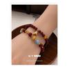Elegant Retro European-American Cinnabar & Tiger Eye Beaded Bracelet for Autumn/Winter