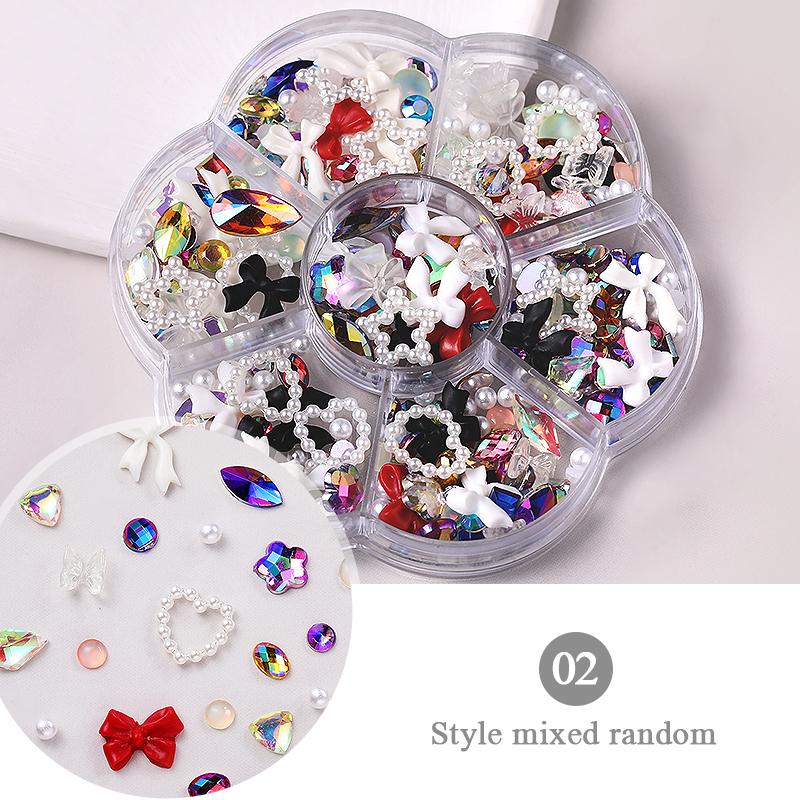 Mixed Color Nail Art Glitter Rhinestone Crystal Gems Jewelry Bead Manicure Decoration Accessories Nail Supplies For Professional