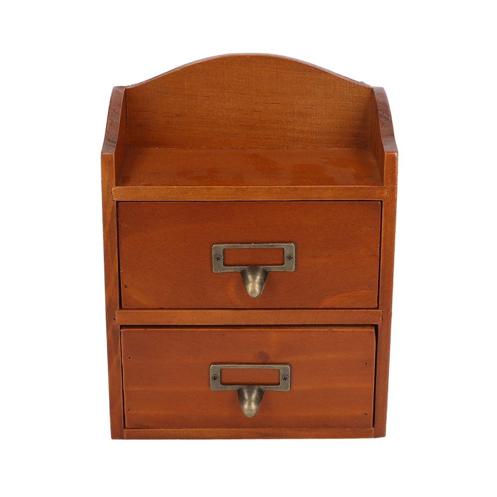 3pcs With Drawers Wooden Storage Box Multi Layer Storage Cabinet Desktop Storage Box  For Office