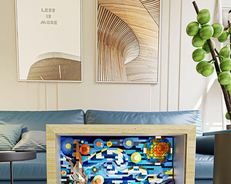 Starry Night Photo Frame Building Blocks: Compatible with Lego - Children's Educational Assembly Ornament Gift