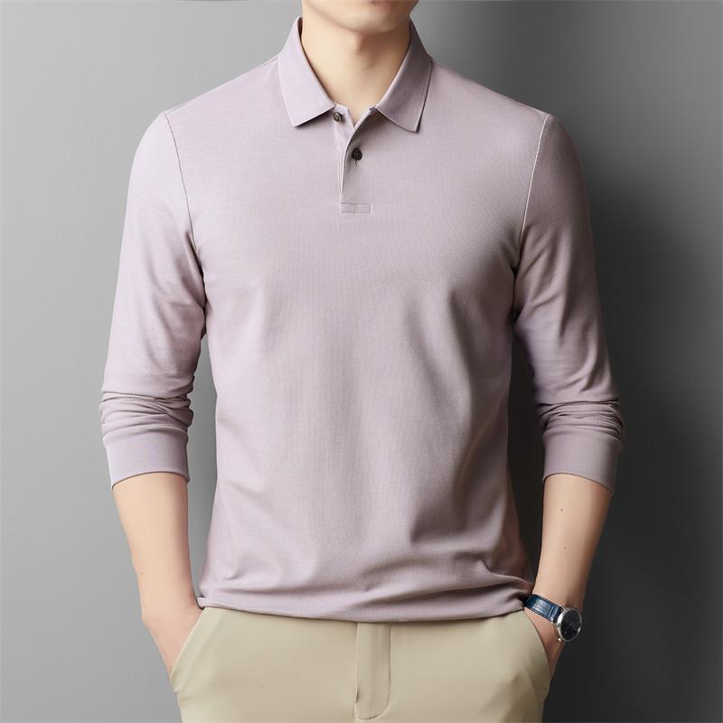 Spring and Autumn New Style Men's Young and Middle-aged Lapel Comfortable, Breathable and Trendy Long-sleeved Cotton T-shirt POLO Shirt