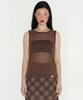 SETSETSET Ash Mesh Sleeveless Top Brown