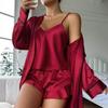 2024 Women's Satin Pajama Set: Camisole, Shorts, and Robe for Summer - Wear Indoors & Out