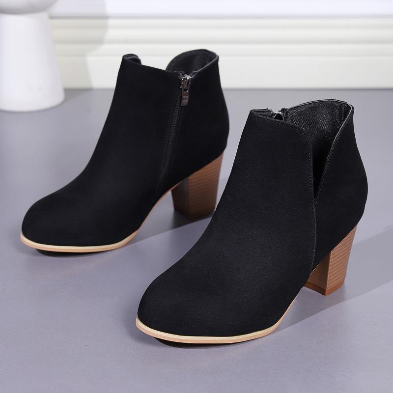 Large size high-heeled fashion boots autumn and winter new short tube outer wear side zipper fashion women's boots wish