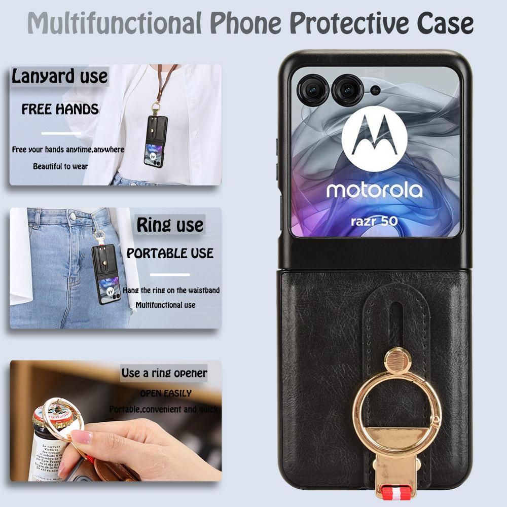 For Motorola Razr 50 5G Case Bottle Opener Wristband Leather+PC+TPU Phone Cover