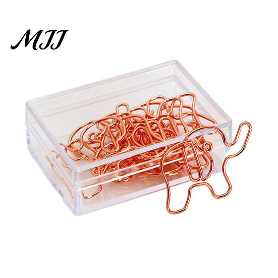 Rose Gold Desk Accessories 10PCS Metal Paper Clips, Decorative Cartoon Shape Durable Fasteners Bookmarks, Creative Documents Organizers for Office And