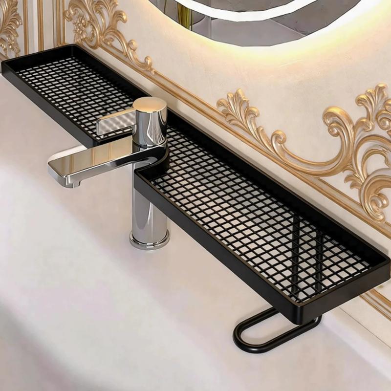 Over Faucet Sink Storage Shelf Large Punch-free Capacity Waterproof Holder for Bathroom Toiletries Kitchen Dishwashing Supplies