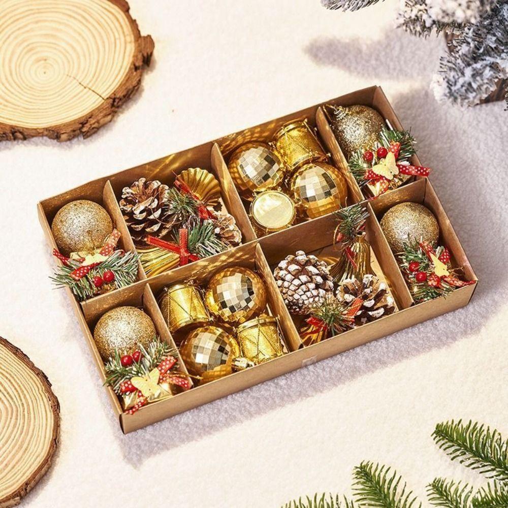 Plastic Christmas Ball Pendant Painted Round Ball Christmas Tree Decoration Colored Ball Xmas Tree Hanging Pendant