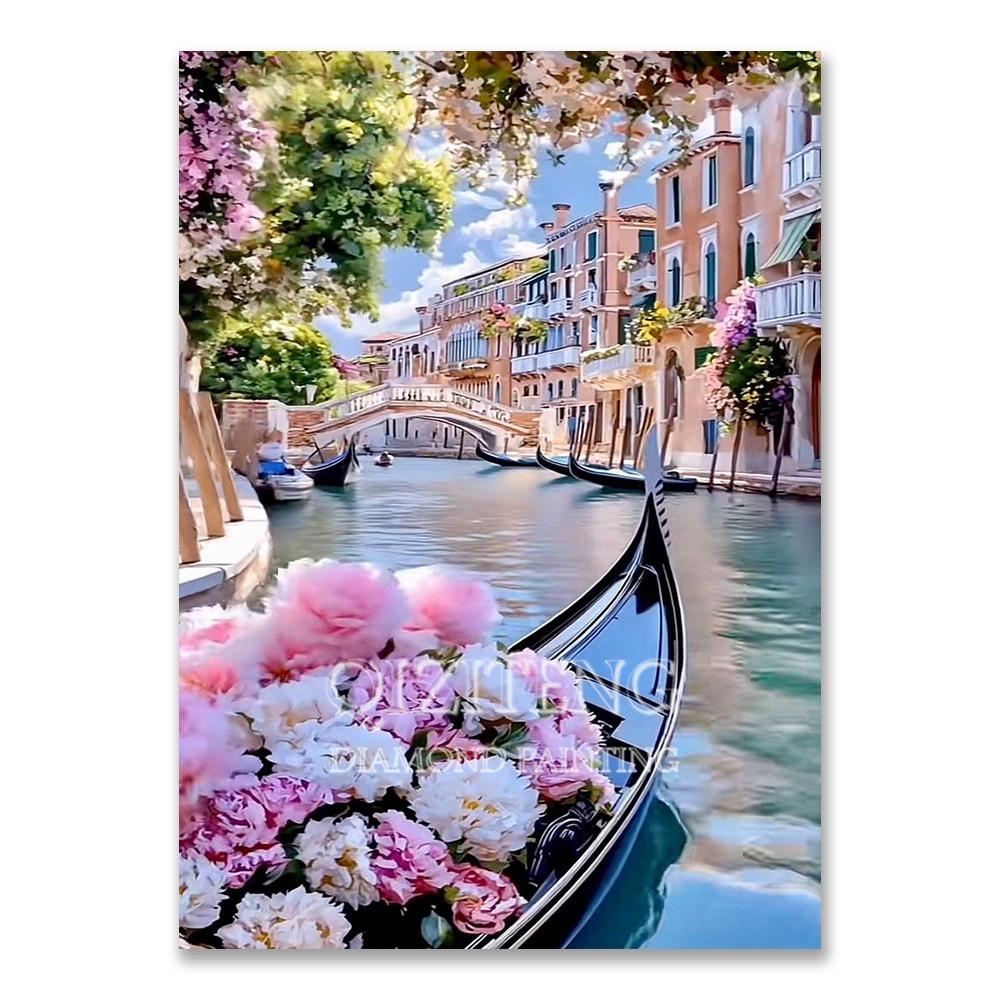 Europäische Architektur 5D DIY Diamantmalerei Set Naturlandschaft Voll Diamant Mosaik Kreuzstich Set Raumdekoration Geschenk