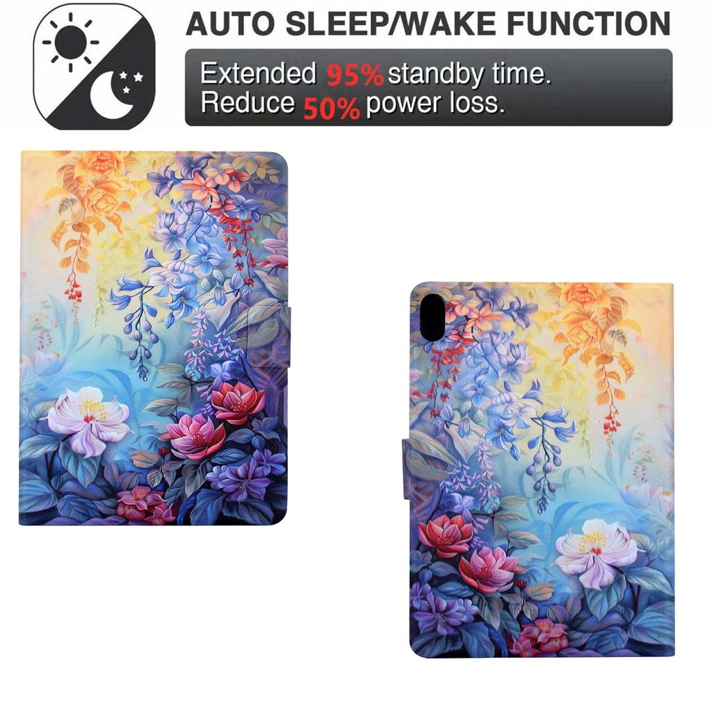 For iPad Mini (2024)/(2021) Case Colorful Pattern Painting Card Slots Stand Leather Tablet Cover with Auto Sleep/Wake