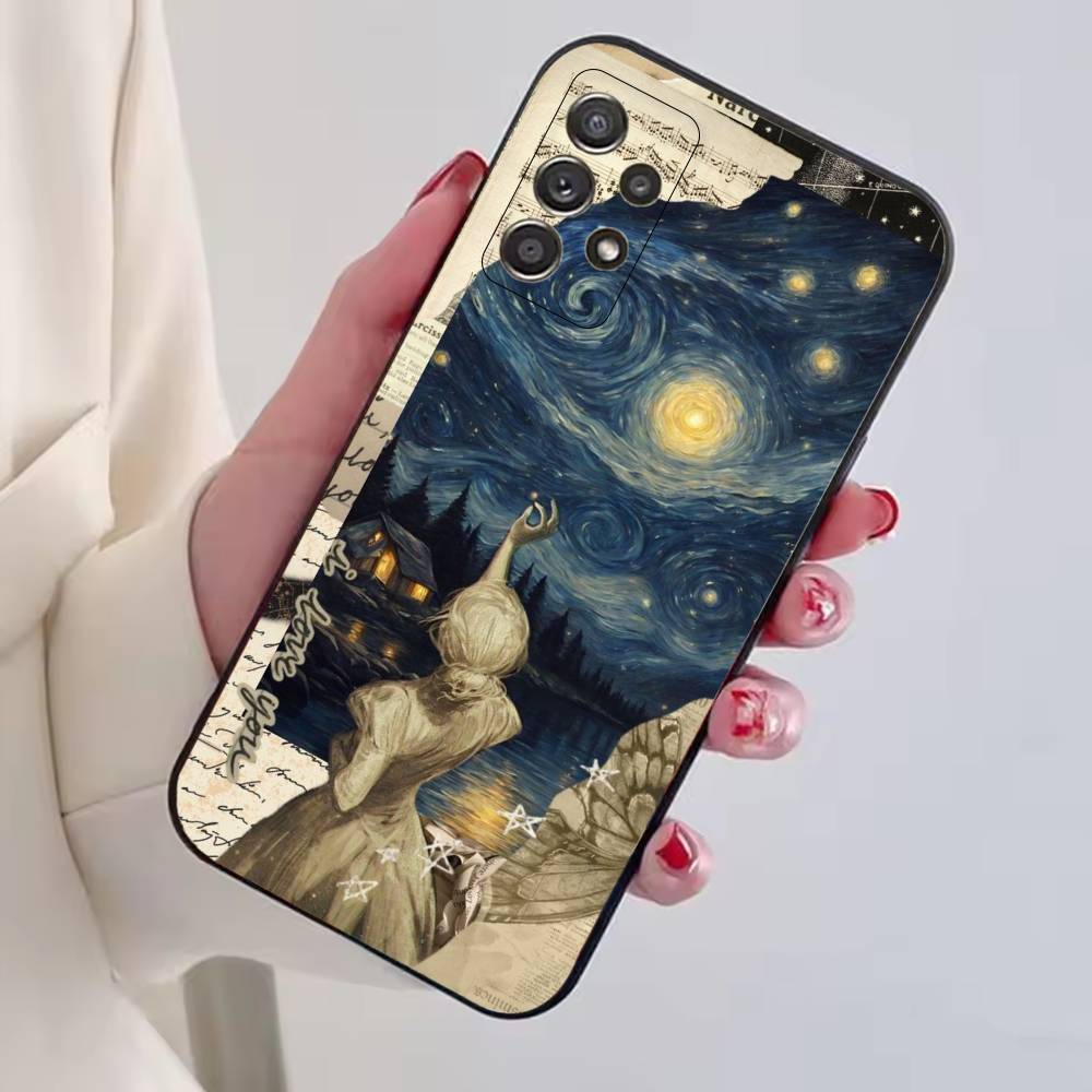 Coque de téléphone esthétique Van Gogh A-Art pour Samsung S25,S24,S21,S22,S23,S30,Ultra,S20,Plus,Fe,Lite,Note,10,Housse Noire