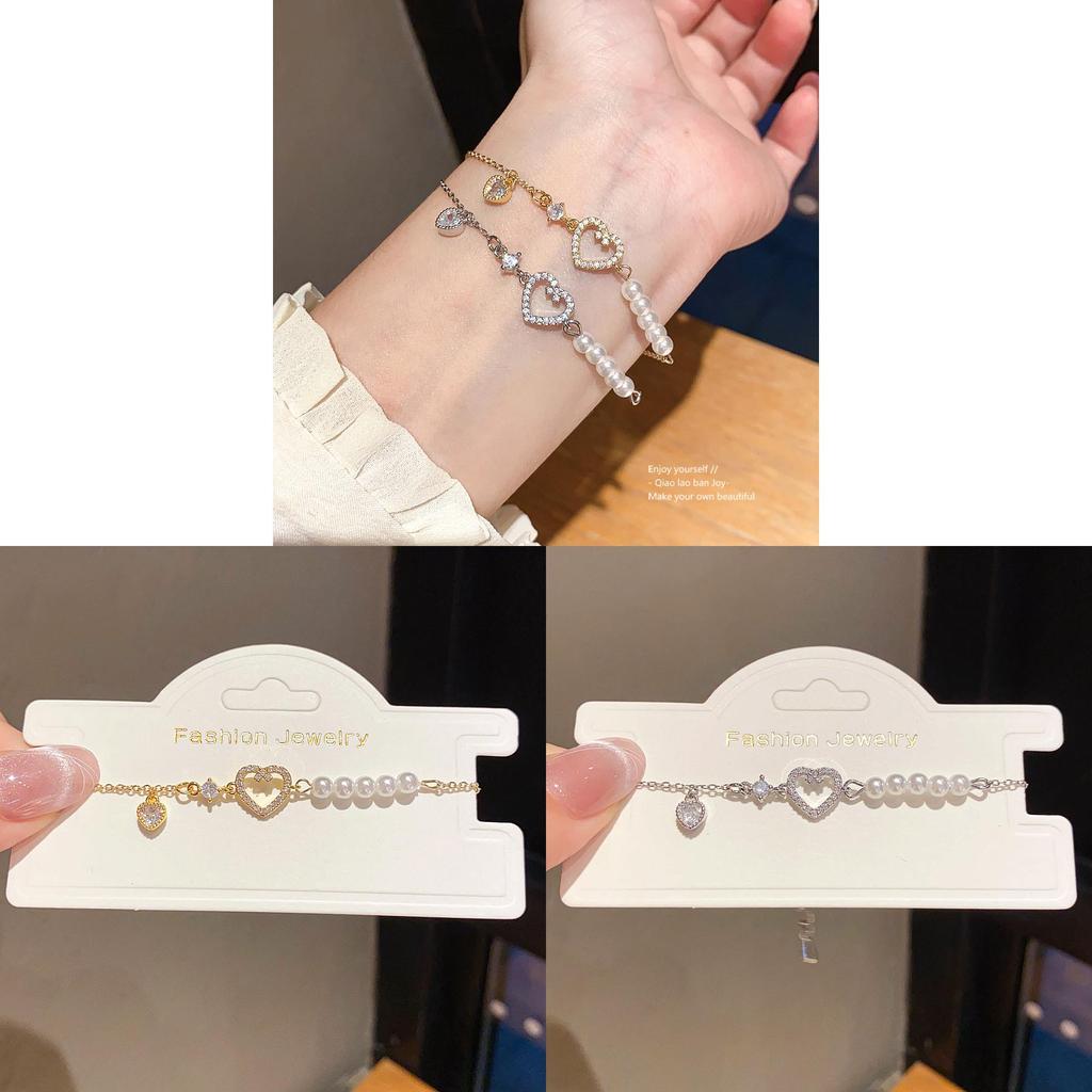 Jewelry Gift For Women Gold Plated Heart Pendant With Artificial Pearl And Zirconia